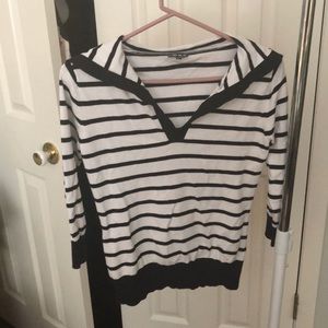 Soft black and white knit- tight fitting sweater